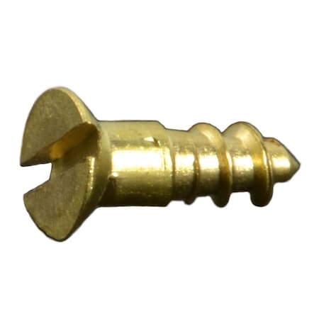 Midwest Fastener Wood Screw, #1, 1/4 in, Plain Brass Flat Head Slotted Drive, 35 PK 34623